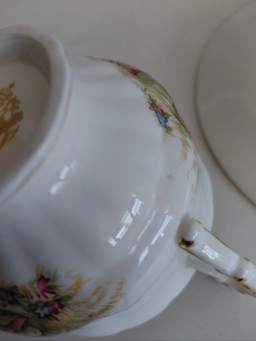 Vtg 1960s ROYAL CREST Fine Bone China FIRST LOVE Colonial Tea Cup&Saucer England